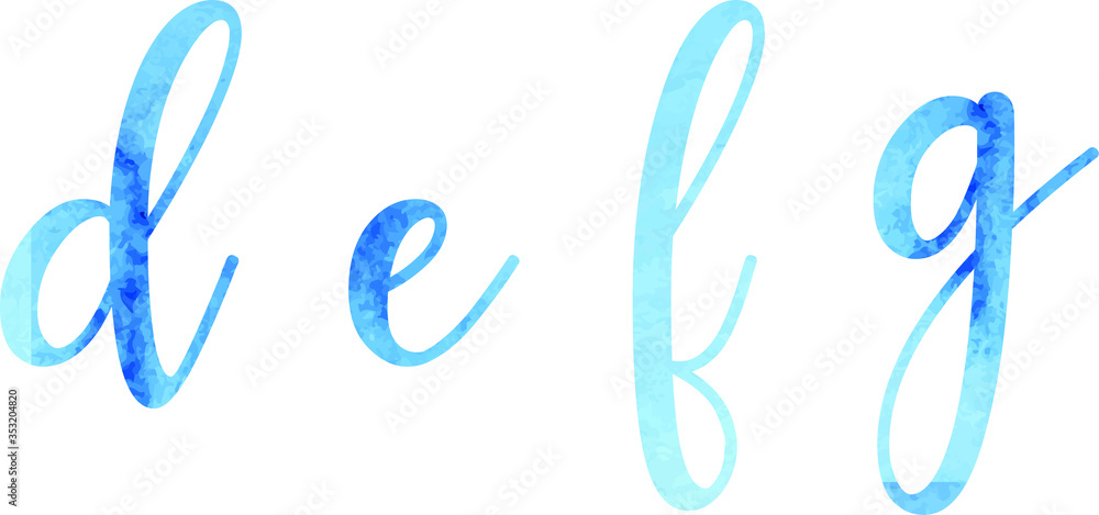 Font letters, watercolor blue, effect, texture, d e f g, letters characters Font letters, watercolor blue, effect, texture, d e f g, letters characters