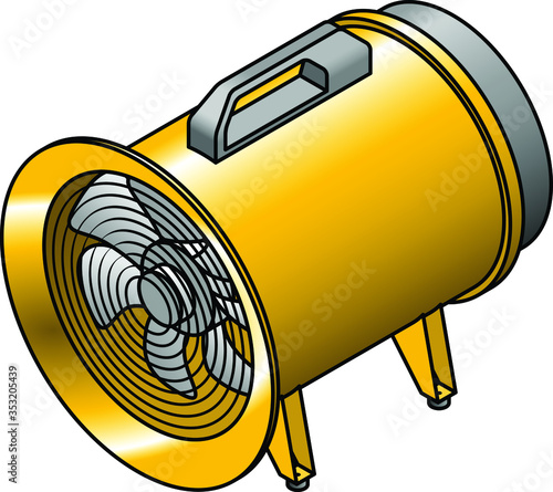 An industrial high-speed blower fan.