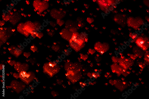 Valentines Day light background. Holiday glowing backdrop. Defocused Background With Blinking Stars. Blurred Bokeh.
