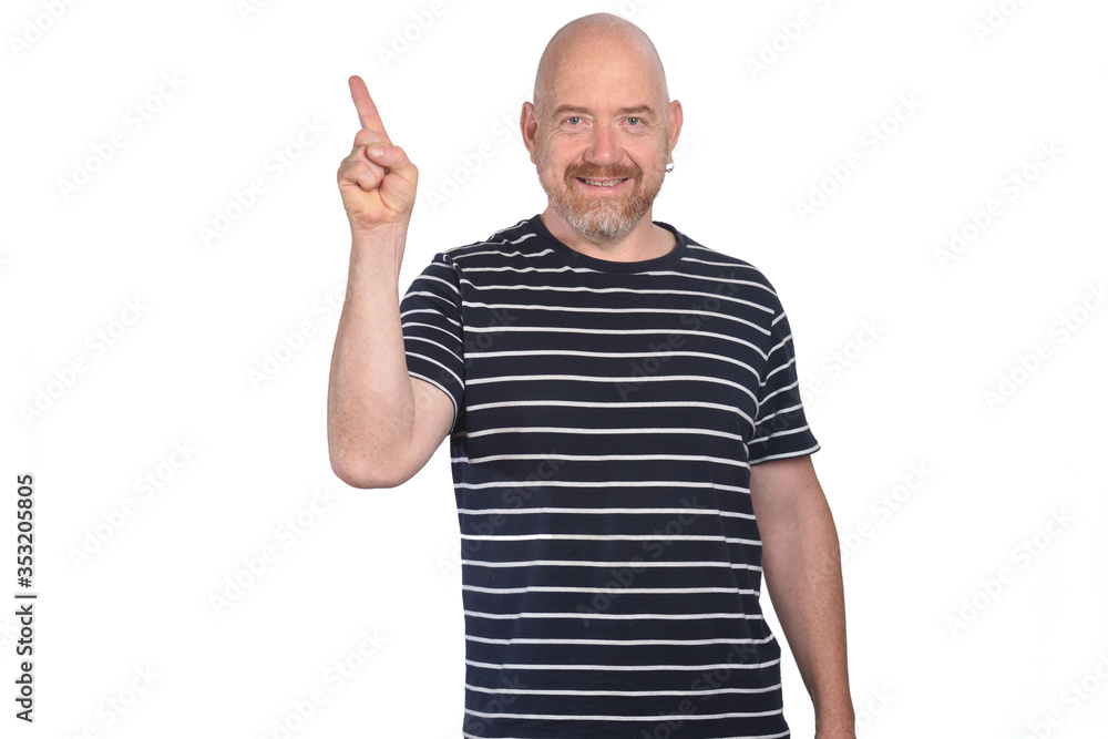Fototapeta premium portrait of a man pointing on white background