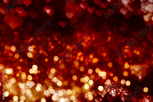 Valentines Day light background. Holiday glowing backdrop. Defocused Background With Blinking Stars. Blurred Bokeh.