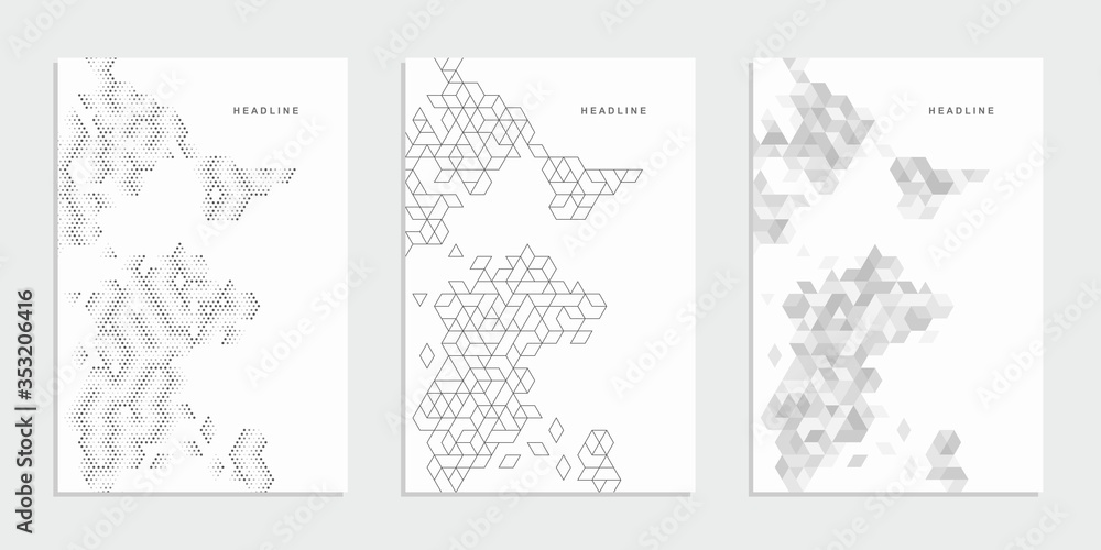 Abstract geometric technological banner. Corporate identity flyer. Vector set background.