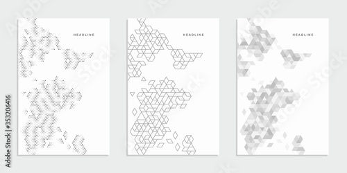 Abstract geometric technological banner. Corporate identity flyer. Vector set background.