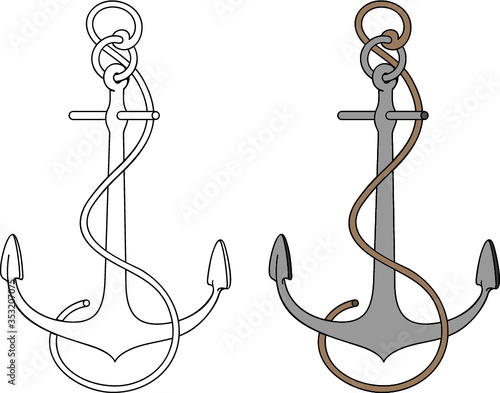 anchor with rope vector