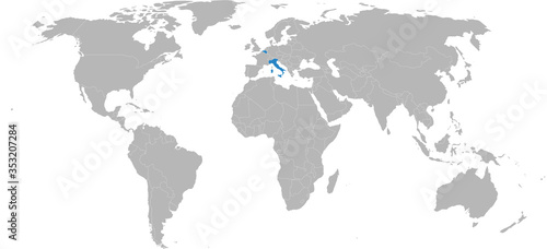 Italy  Belgium countries isolated on world map. Light gray background. Business concepts  diplomatic  trade and transport relations.