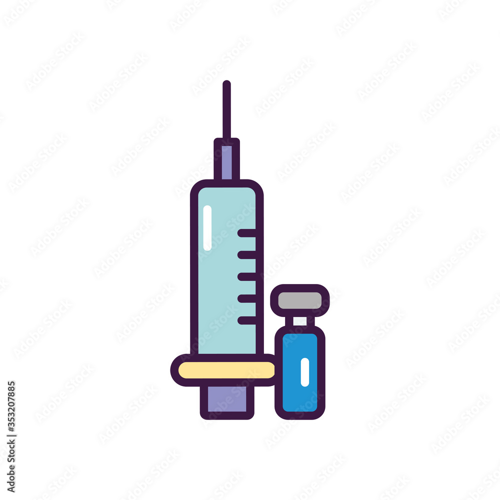 syringe and bottle icon, line color style syringe and bottle icon, line color style