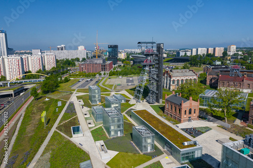 The modern buildings of Silesian Museum accompanied by a shaft of the former ...