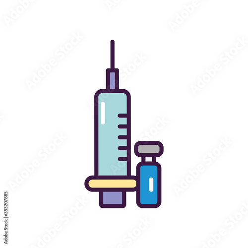 syringe and bottle icon, line color style