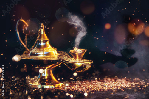 Ramadan lamp with magic background