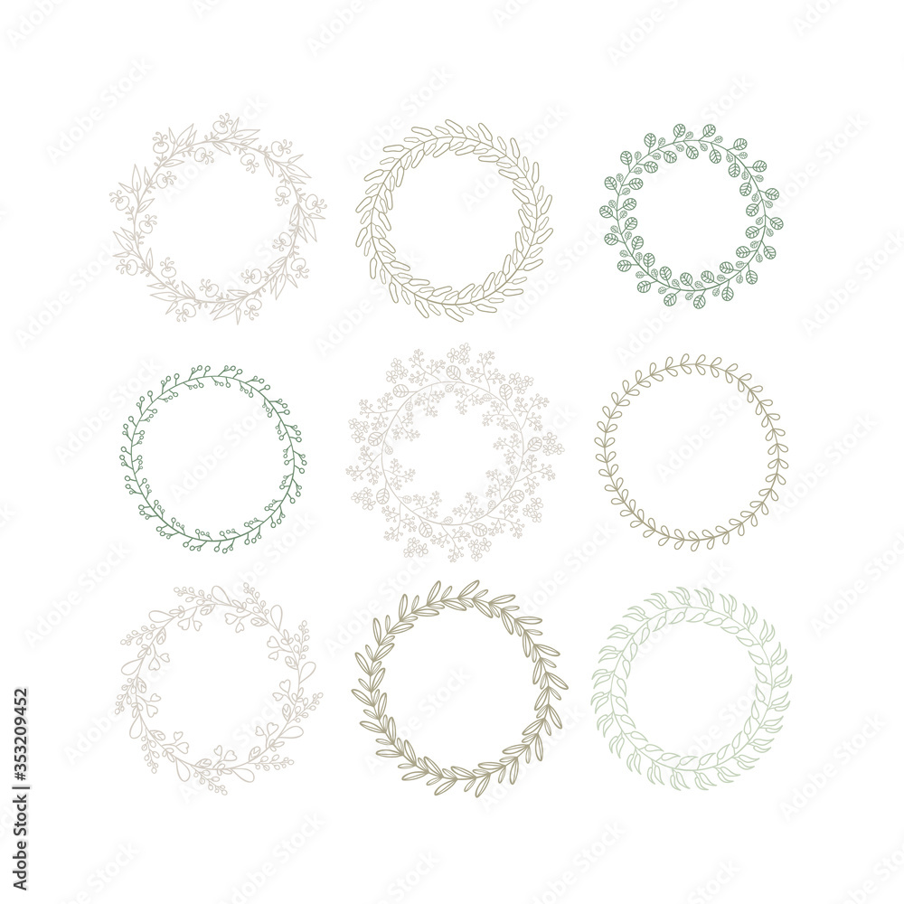 Borders set with sprigs and leaves. Vector frames Borders set with sprigs and leaves. Vector frames