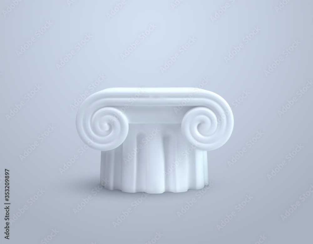 White column pillar. Vector 3d illustration. Ancient architectural ...
