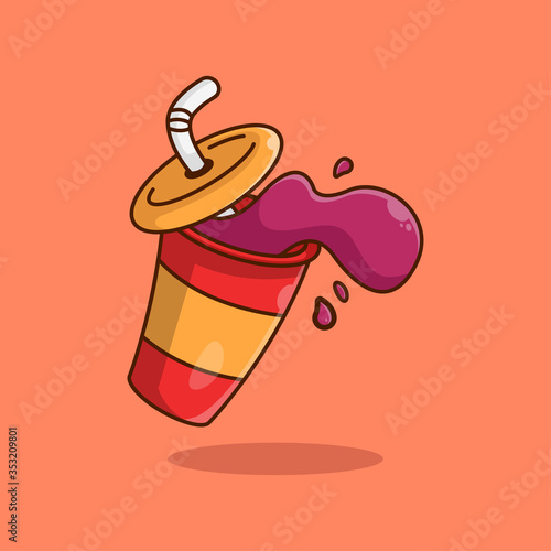 Isolated soda on the background. Beautiful vector flat illustration with stroke. Suitable for web page, banner, flyer, sticker, card. Appetizing, beautiful, realistic food.