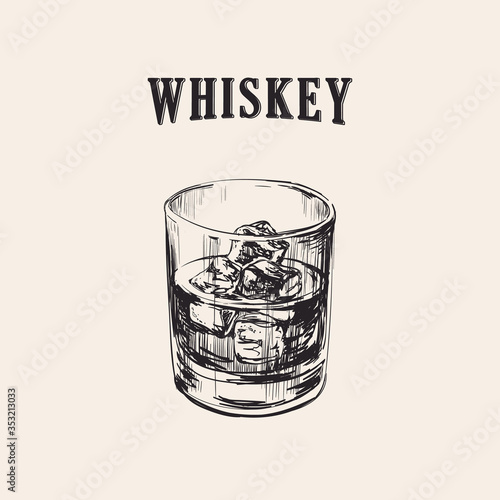 Whiskey Glass Hand Drawn Drink Illustration