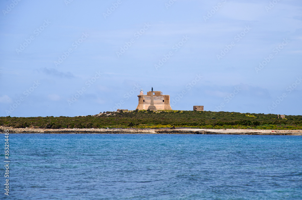 Italy  Sicily , Portopalo di Capopassero (SR), 03 May 2019: Island of Capopassero. 