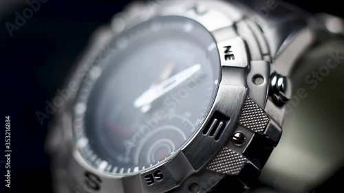 Chronograph tactical watch in operation
