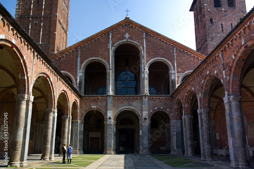 Milan Italy 17 April 2019: The Basilica of Sant'Ambrogio photo