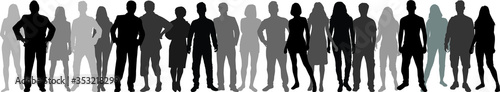 Group of people. Crowd of people silhouettes.
