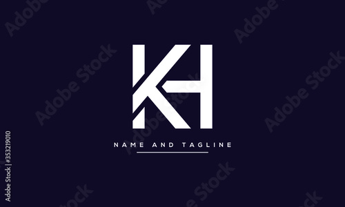 Alphabet letters monogram icon logo KH or HK