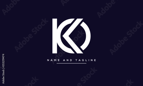 Alphabet letters monogram icon logo KO or OK