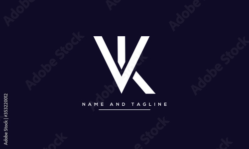 Alphabet letters monogram icon logo KV or VK photo