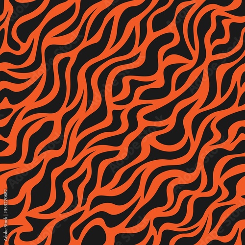 Tiger fur terracotta orange skin vector seamless pattern texture