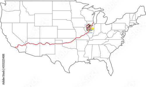 アメリカ横断　ルート66　ROUTE66 illinois イリノイ州