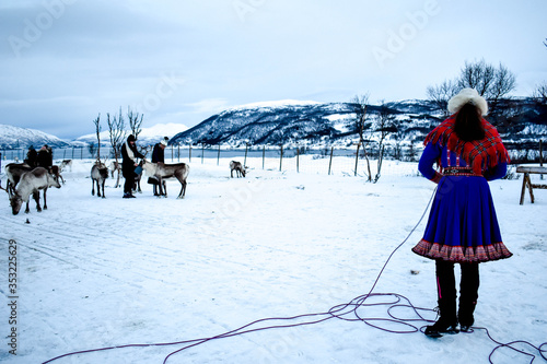 Traditional Sami people in the Norways Lapland, Tromso