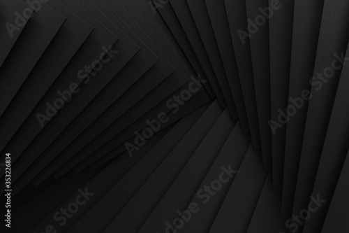 3D rendering of black stacked squares on black matte surface