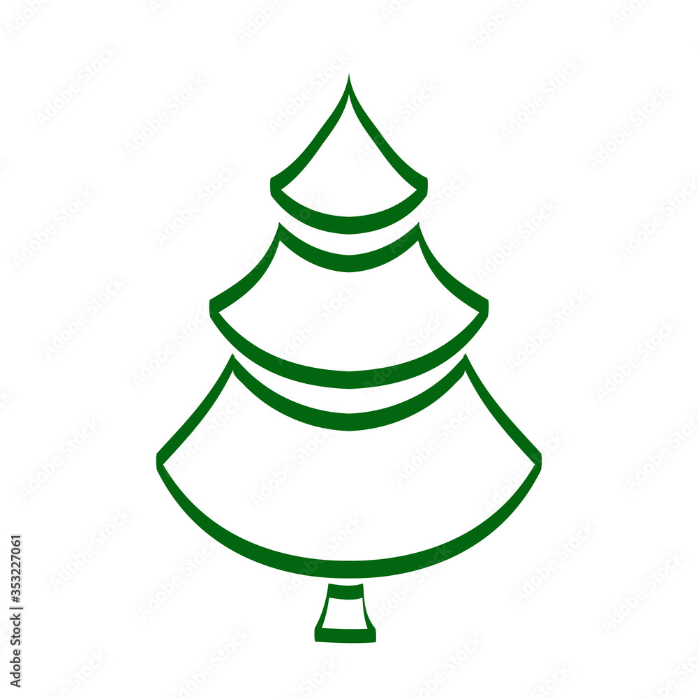 Hand drawn Christmas tree icon on white for design greeting holiday card, stock vector illustration Hand drawn Christmas tree icon on white for design greeting holiday card, stock vector illustration