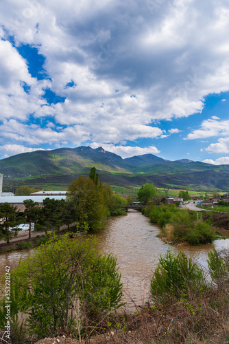 Beautiful landscape with Aghstev river mountains photo