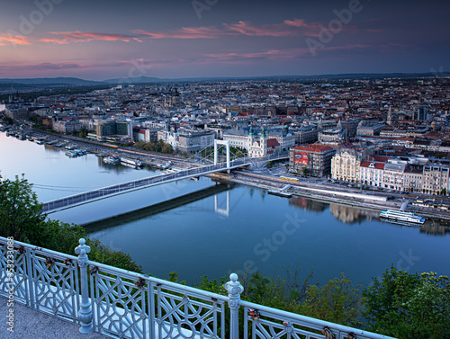 Sunset over Budapest with Elisabeth Bridge