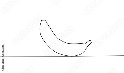continuous single drawn one line bananas hand-drawn picture silhouette. Line art. bunch of bananas
