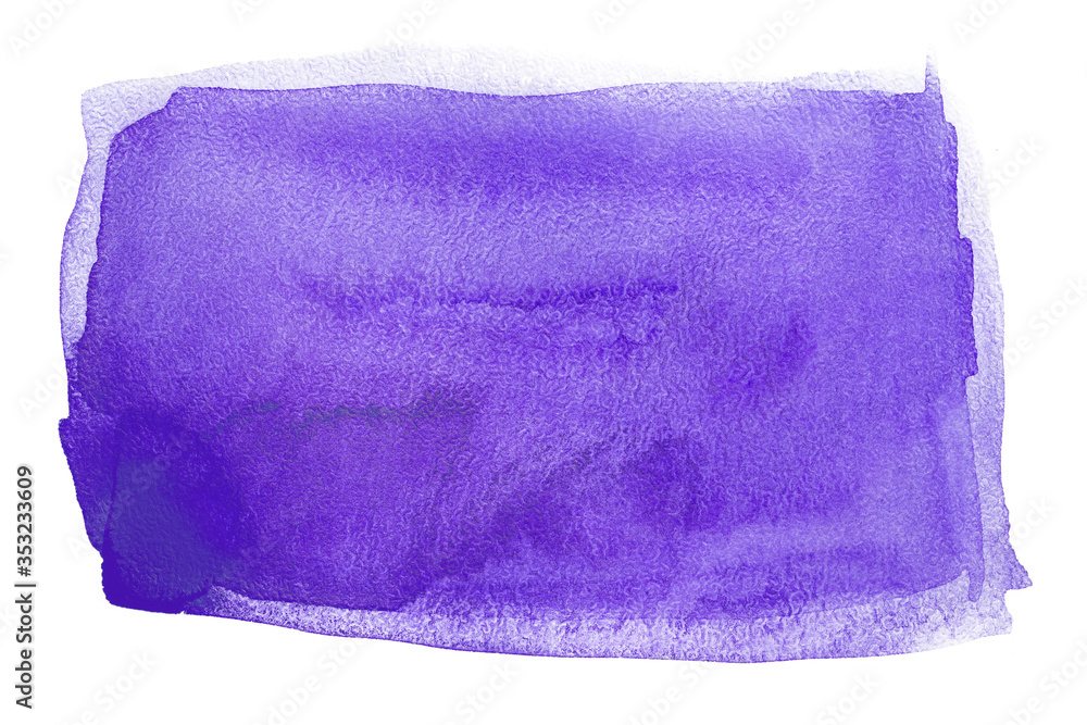 Fototapeta premium Watercolor paint element purple stain on a white background isolated