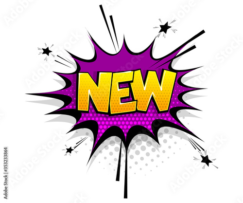 Comic text new speech bubble pop art style