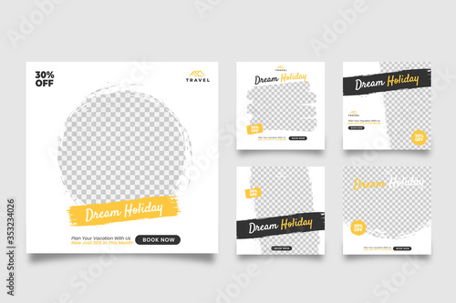 Minimalist brush travel social media post template