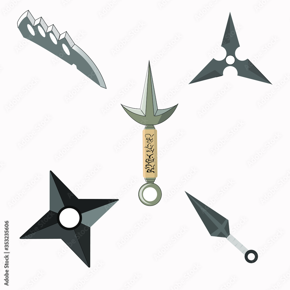 illustration vector graphic of Kunai, Kunai Hiraishin, chakura to