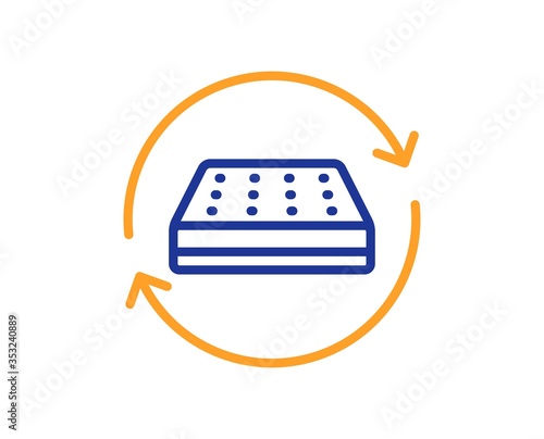 Two sided mattress line icon. Change side of orthopedic pad sign. Breathable sleep bed symbol. Colorful thin line outline concept. Linear style mattress icon. Editable stroke. Vector