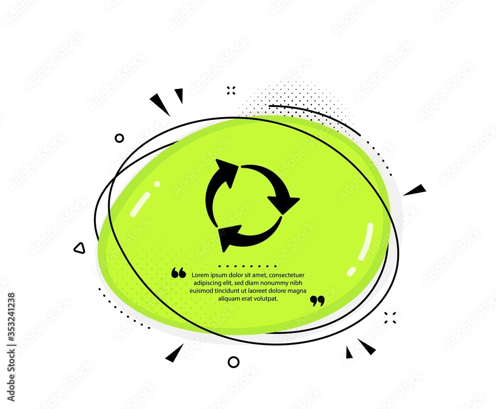 Recycle arrow icon. Quote speech bubble. Recycling waste symbol. Reduce and Reuse sign. Quotation marks. Classic recycle icon. Vector