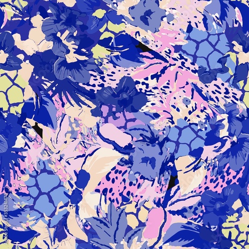 Mix animal skin prints ,Leopard, snake, zebra, tiger safari africa seamless pattern vector design for fashion,fabric and all prints background. Abstract printing children's on textiles,clothes, girls.