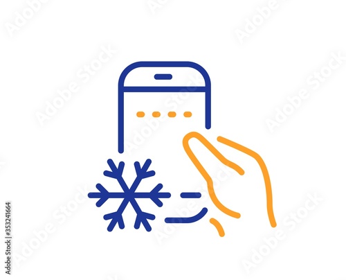 Refrigerator app line icon. Fridge mobile application sign. Remote control symbol. Colorful thin line outline concept. Linear style refrigerator app icon. Editable stroke. Vector