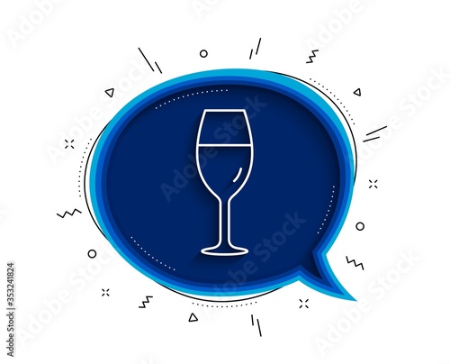 Wine glass line icon. Chat bubble with shadow. Burgundy glass sign. Thin line wineglass icon. Vector