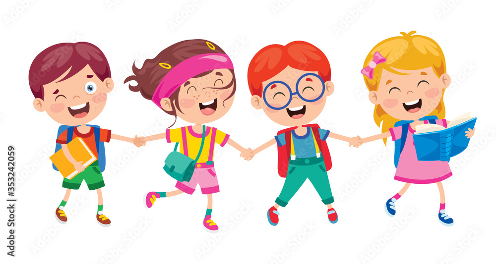Happy Cute Cartoon School Children Happy Cute Cartoon School Children