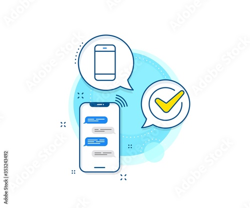 Cellphone or Phone sign. Phone messages complex icon. Smartphone icon. Ð¡ommunication Mobile device symbol. Messenger chat screen banner. Smartphone sign. Vector