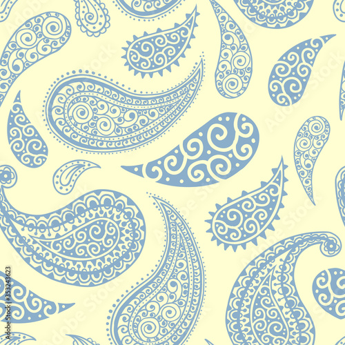 Paisley pattern vector background, seamless floral ornament in pale gray, red and ivory white colors, vector illustration. Abstract simple vintage Paisley pattern background, ornamental decoration