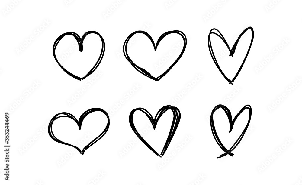 Heart doodles. Set of hand drawn valentine's heart illustrations. Heart doodles. Set of hand drawn valentine's heart illustrations.