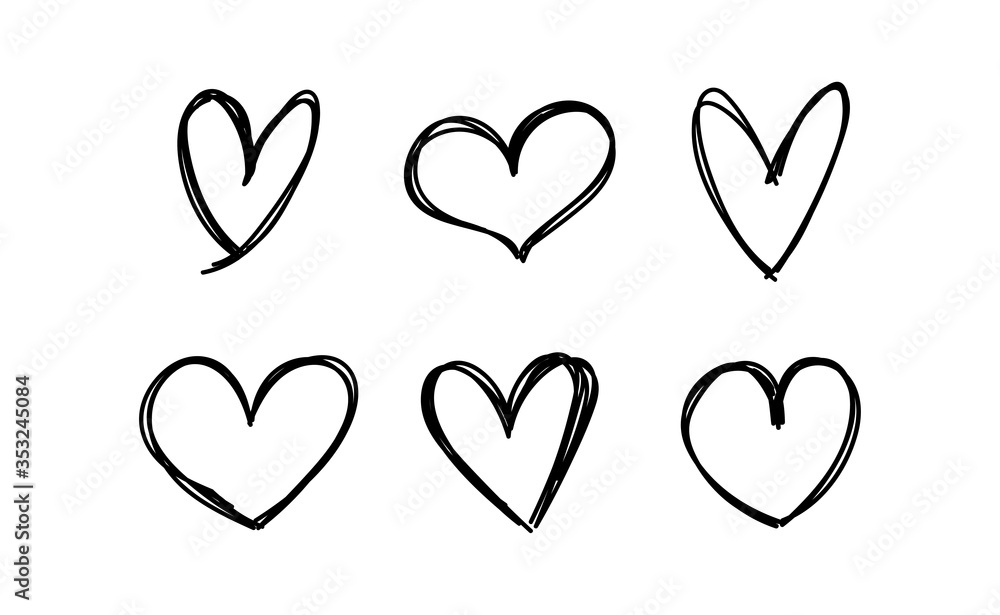 Heart doodles. Set of hand drawn valentine's heart illustrations. Heart doodles. Set of hand drawn valentine's heart illustrations.