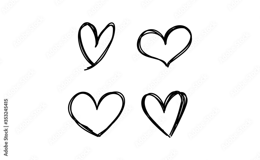 Heart doodles. Set of hand drawn valentine's heart illustrations. Heart doodles. Set of hand drawn valentine's heart illustrations.