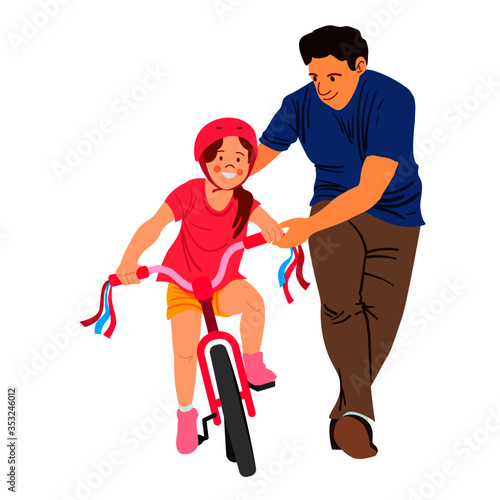 día del padre, niña en bicicleta