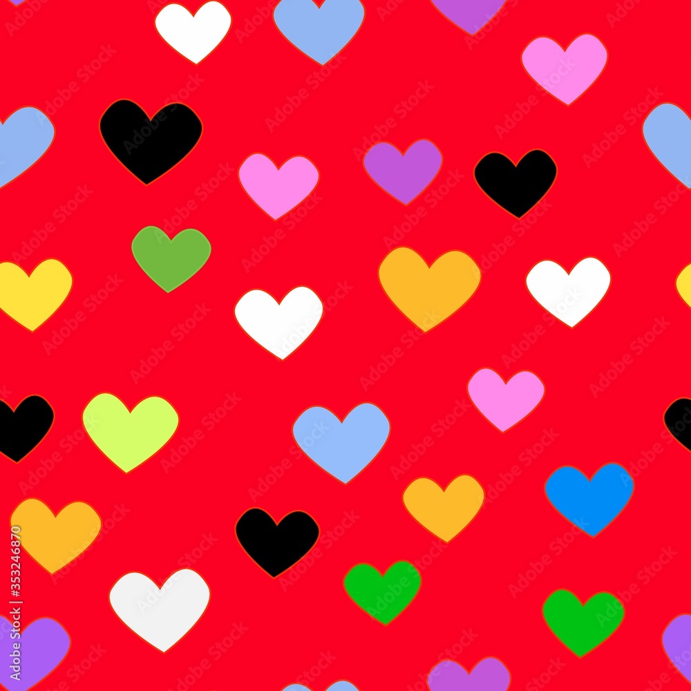 Vector seamless pattern with valentine rainbow hearts on romanticist. Abstract vector pattern suitable for printing children's prints on textiles, fabrics, clothes, boys, girls. Valentine's Day