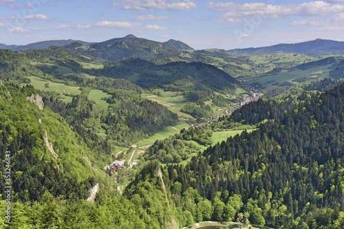 Pieniński Park Narodowy, panorama ze szczytu Trzy Korony